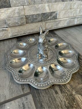 Silver Metal Bunny Deviled Egg Tray
